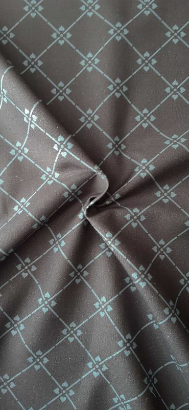 Halbpanama, Meterware, Anthrazit-türkis, Baumwollstoff, Muster "Raute 09", 160cm breit, Kreuzblume geometrisch, für Taschen, Trachtenmode, Kissen, Hosen