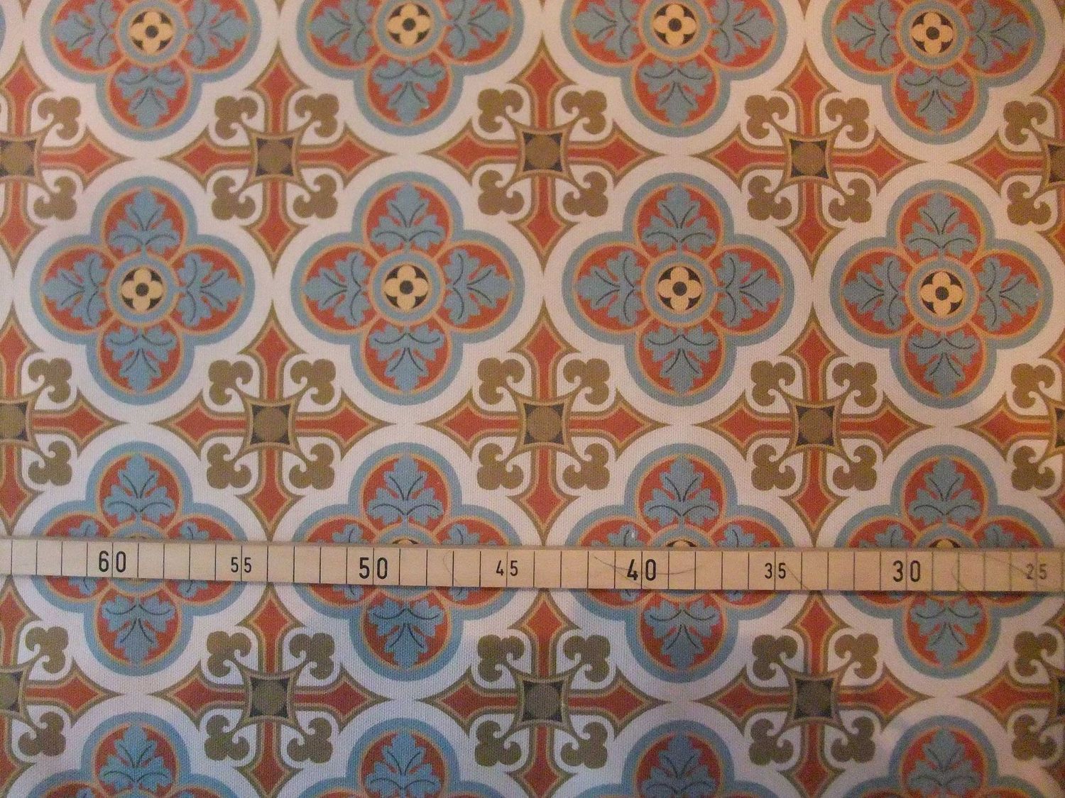 Halbpanama, Meterware,  200g/qm, 160cm breit,  Baumwollstoff, Muster "Herrenhaus", Farbstellung "Aufbruch", beige-rot-braunoliv-blaugrau, für Taschenprojekte, Kissen, Hosen