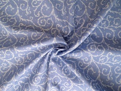 Popeline, Meterware, Baumwolle, lavendelblau-weiß, Dornenhecke, Ranken, rosa Pünktchen, GOTS, bio, Bluse Hemd Futterstoff Webware Trachten Dirndl Patchworkstoff Popeline, Meterware, Baumwolle, lavendelblau-weiß, Dornenhecke, Ranken, rosa Pünktchen, GOTS, bio, Bluse Hemd Futterstoff Webware Trachten Dirndl Patchworkstoff