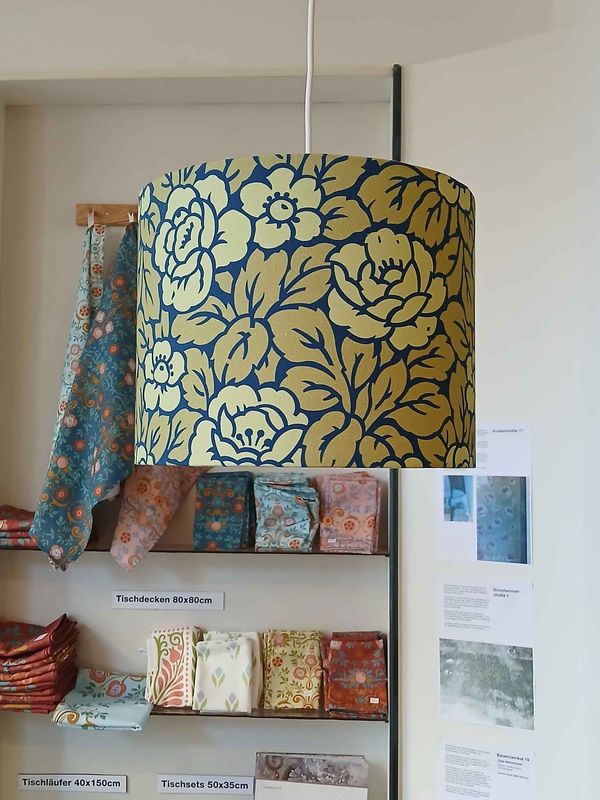Lampenschirm, Rosenmuster, 15/30cm x 23cm, navy/Grüntöne, drei Größen Lampenschirm, Rosenmuster, 15/30cm x 23cm, navy/Grüntöne, drei Größen