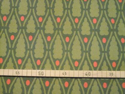 Meterware Halbpanama, Weihnachten, dunkelgrün, 160cm breit, Baumwollstoff, grüne Bäumchen, hellrote Punkte, für Tischdecken, Tischsets, Kissen, Taschen