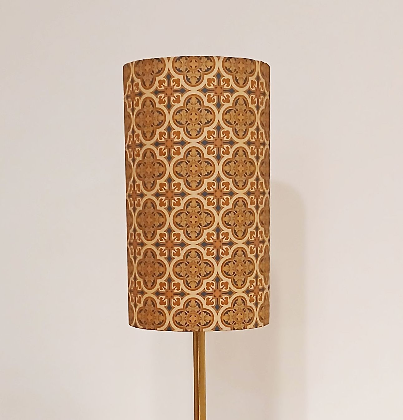 Lampenschirm, Muster "Herrenhaus",  15x 23cm, Hellbraun/Braun/Navy,