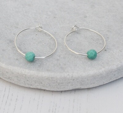 Large turquoise bead hoops
