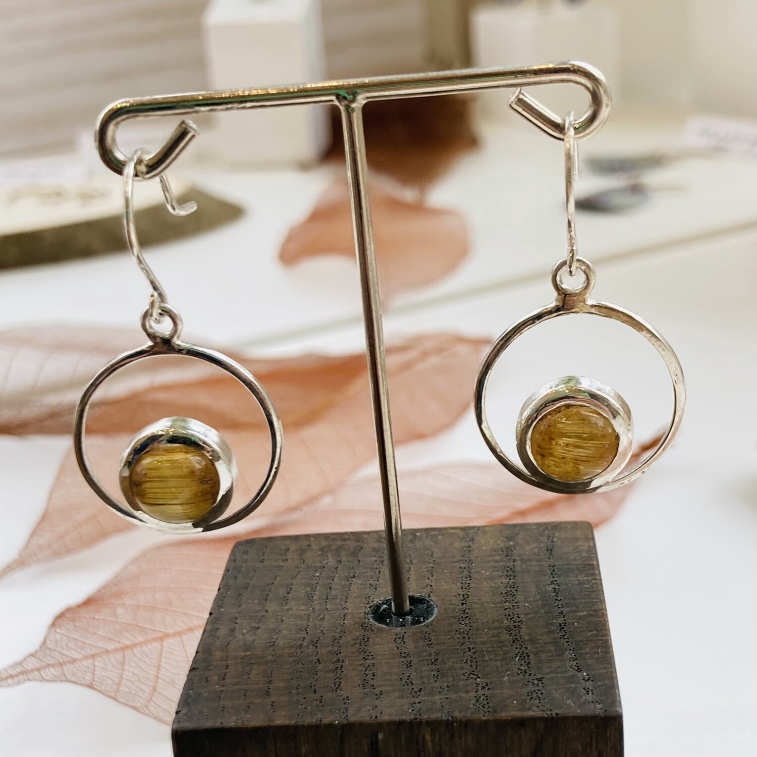 Golden rutilated earrings
