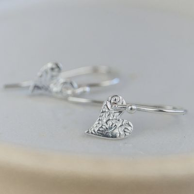 Tilted heart textured earrings