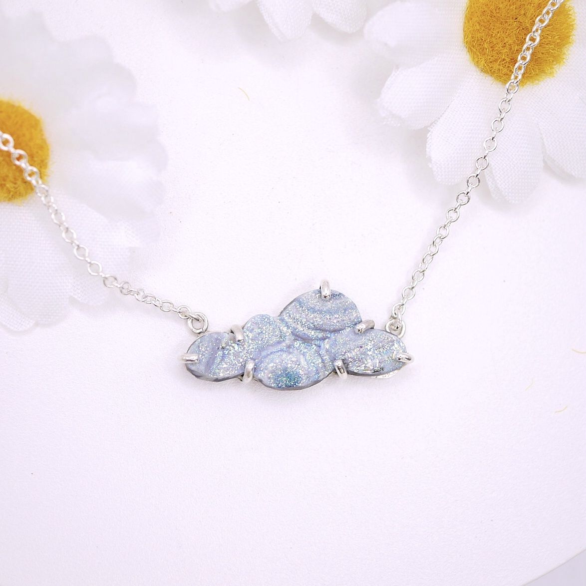 Quirky cloud  pendant with quartz