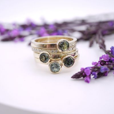 Sapphire stacking rings in gold