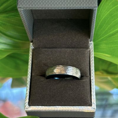 Hammered grey and blue ring