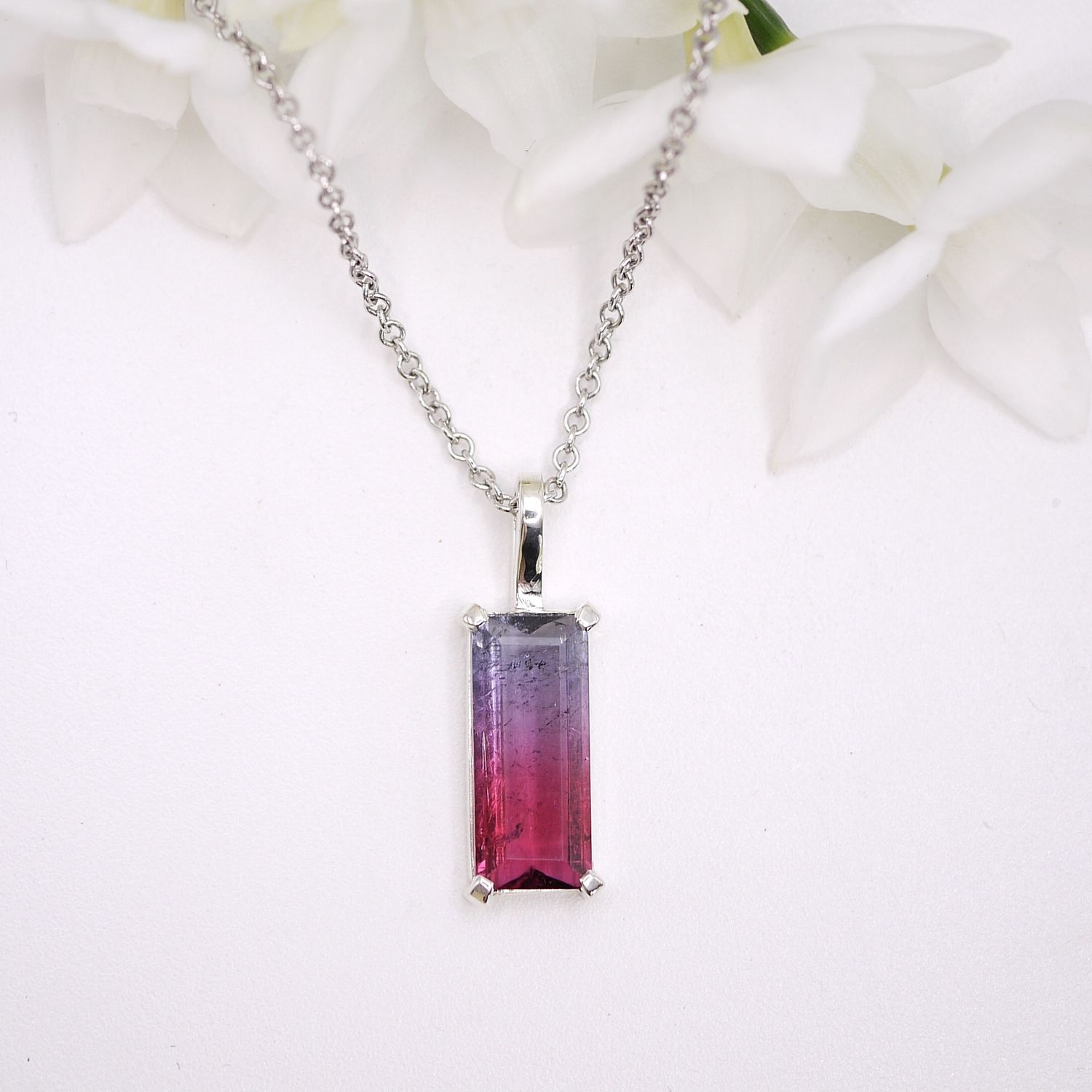 Bi-colour tourmaline pendant