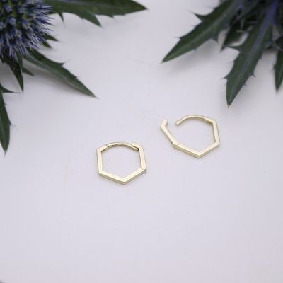 Hexagon hinged hoops in gold
