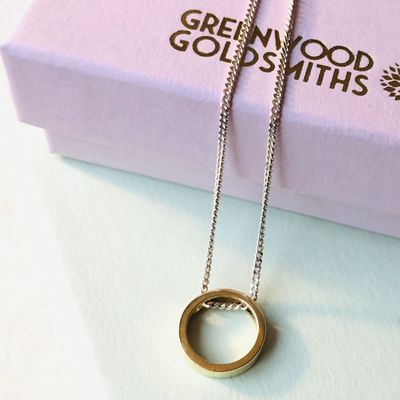 Halo pendant  in gold &amp; silver mix