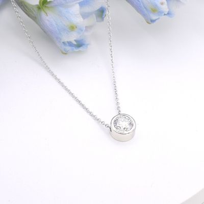 Lab diamond floating pendant in white gold
