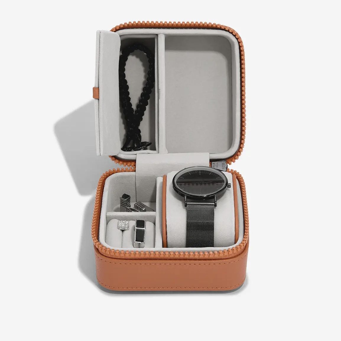 Canvas watch and jewellery box