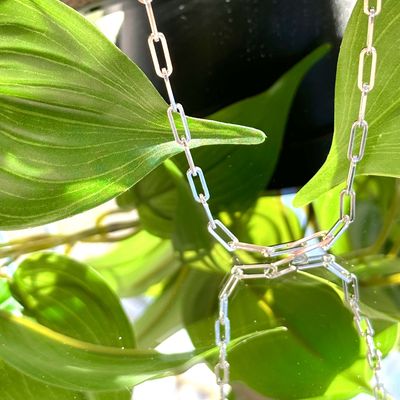 Long link paperclip necklace in silver