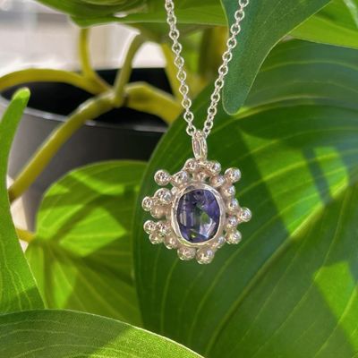 Cushion-cut nebula pendant