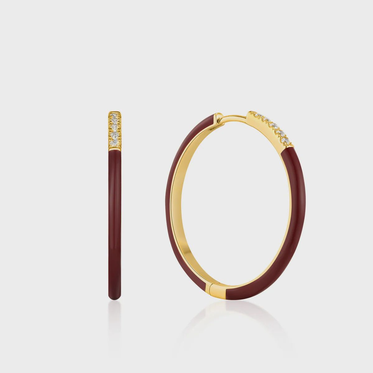 Claret enamel hoop earrings