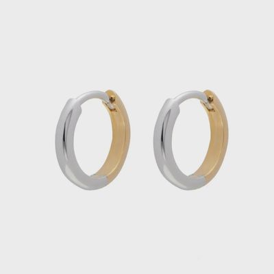Two tone huggie hoops
