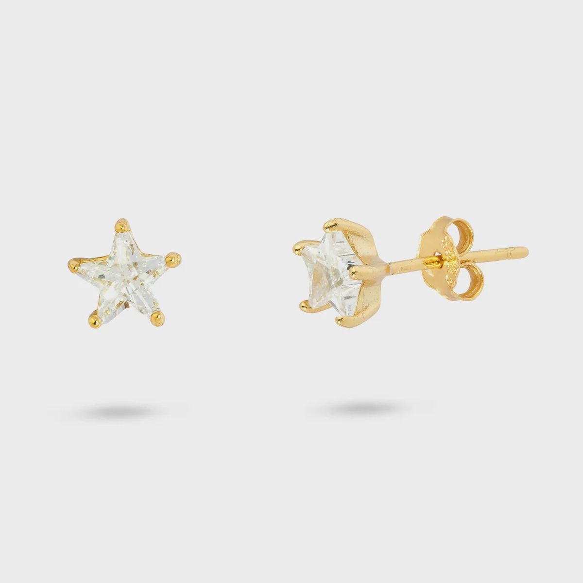 Crystal star stud earrings, Metal: 18ct gold plated sterling silver