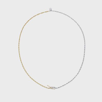 Two Tone Paperclip Toggle Necklace