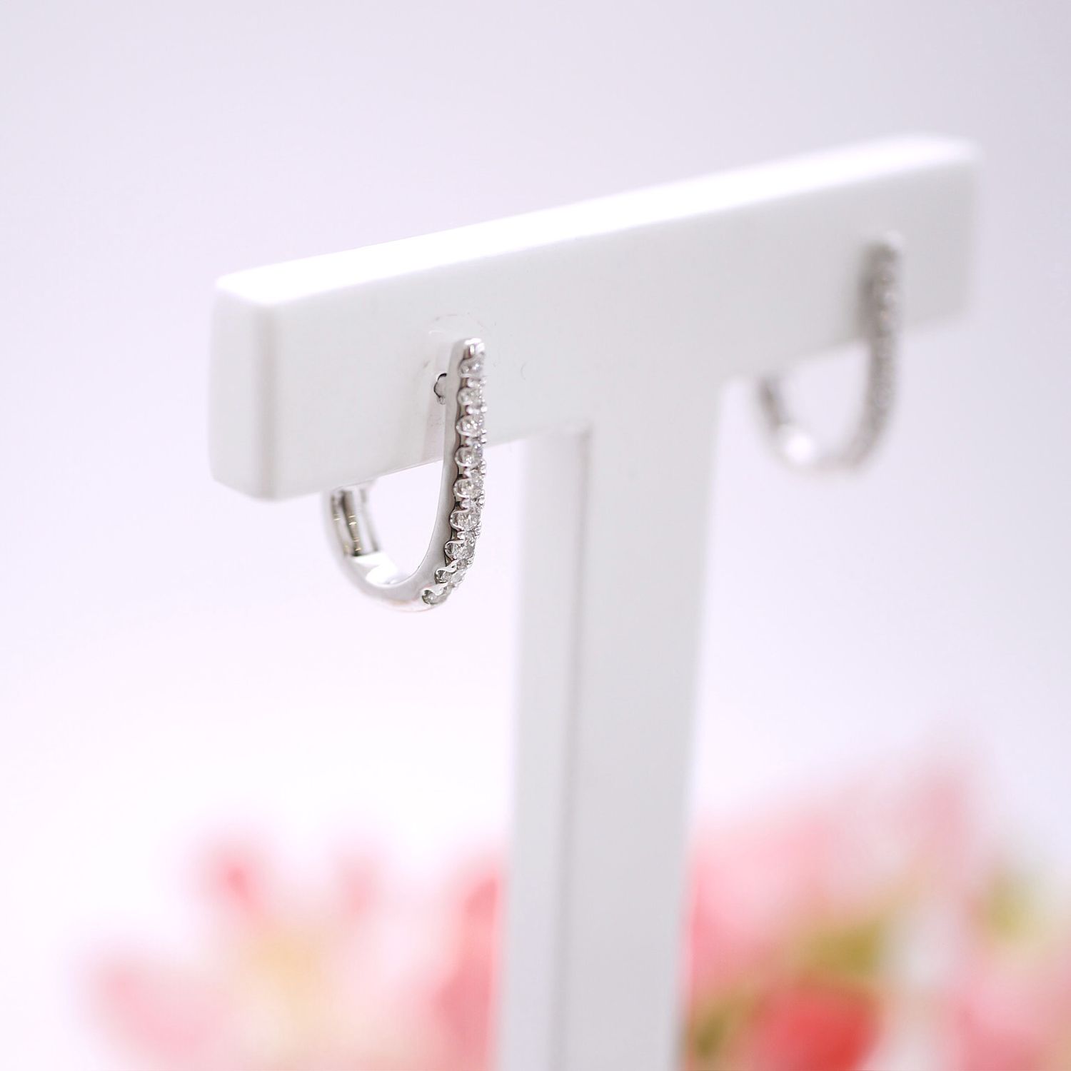 Diamond white gold hoops