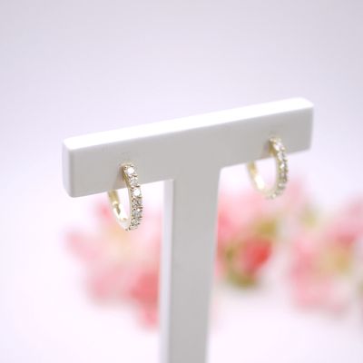 Diamond yellow gold hoops