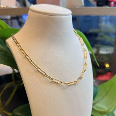 Paperclip necklace in gold & silver mix