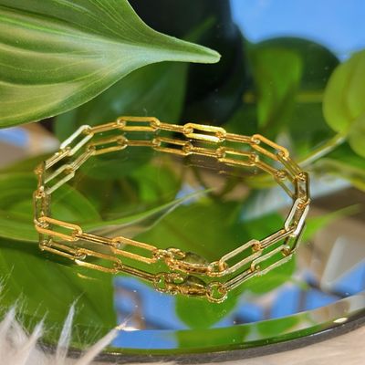 Paperclip chain bracelet in vermeil