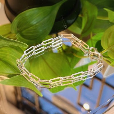 Paperclip chain bracelet in silver