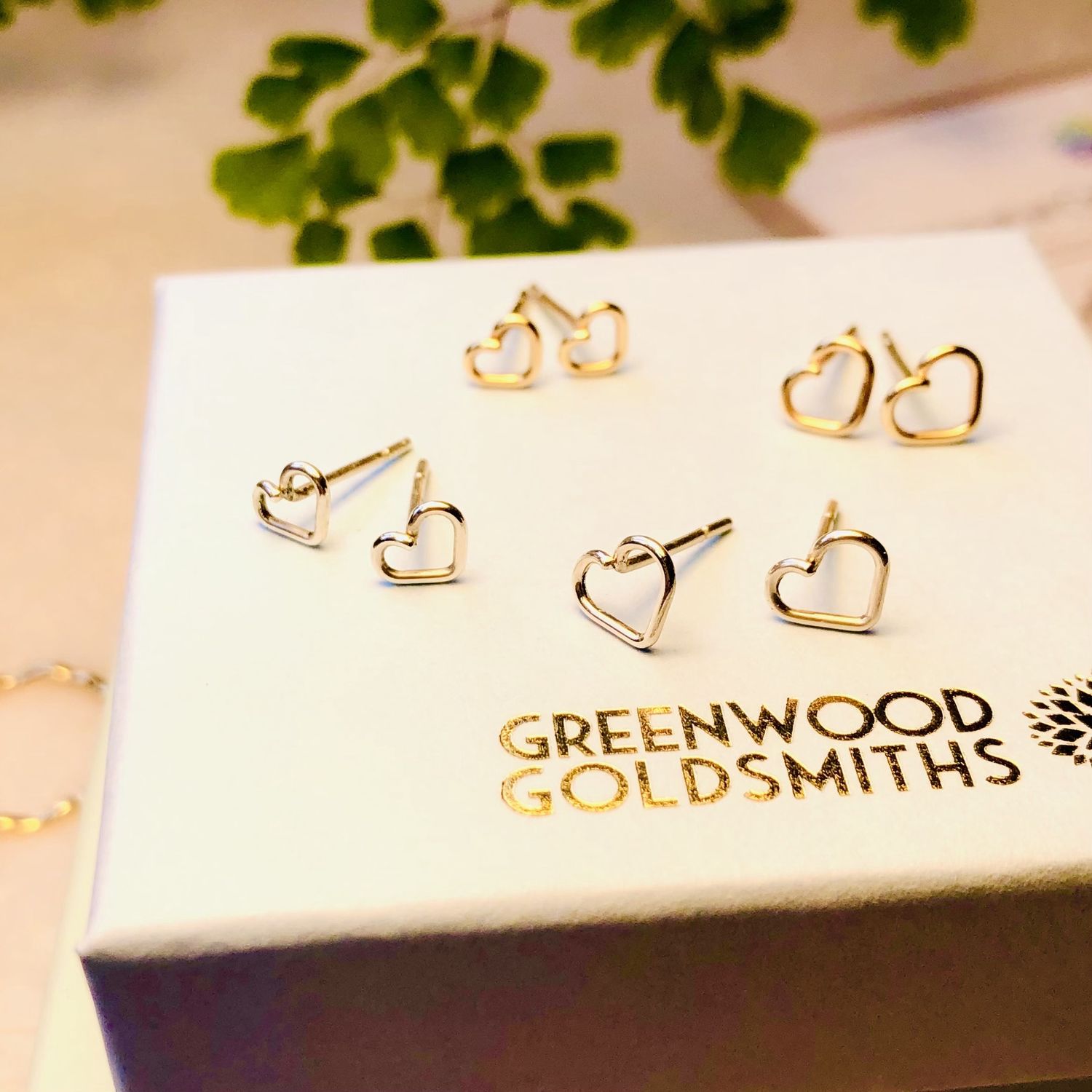 Hand-forged  heart studs, Metal: Silver