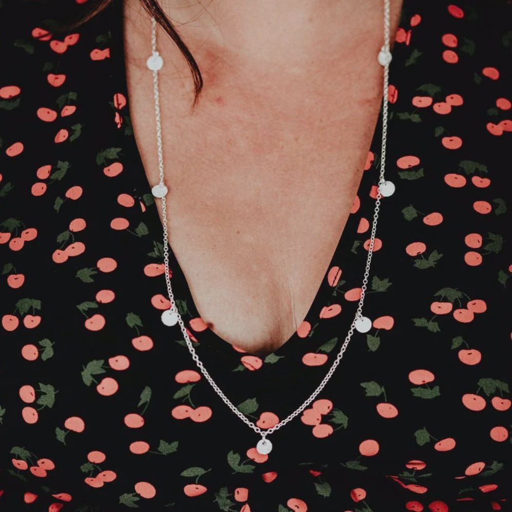 Circle charm necklace, Length: Long