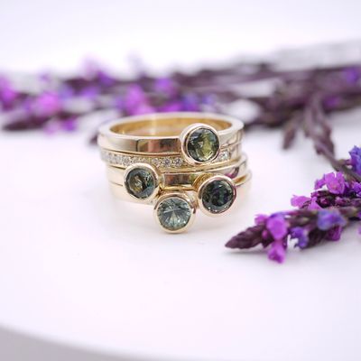 Sapphire stacking rings in gold