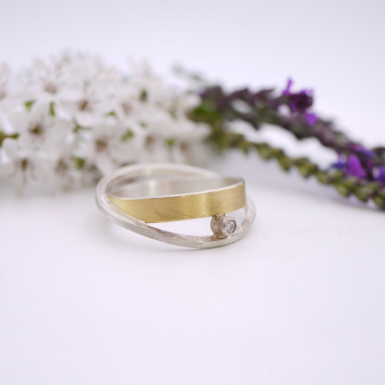Peek-a-boo ring with diamond