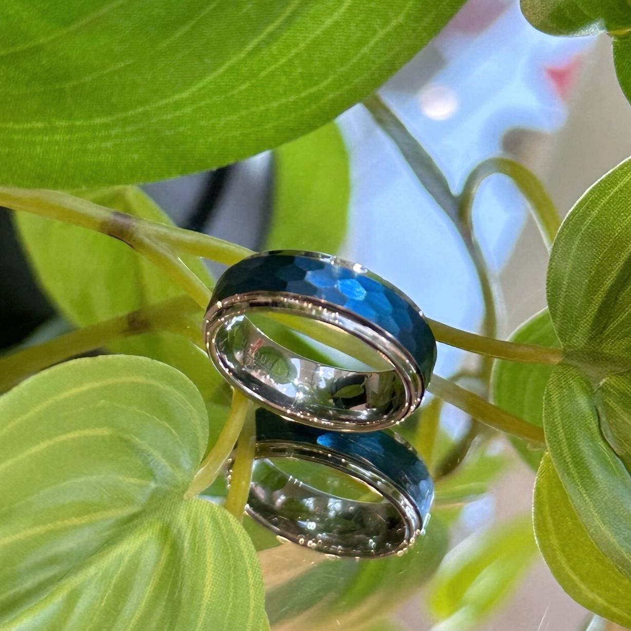 Hammered blue ring, Size: 58 (Q 1/2)