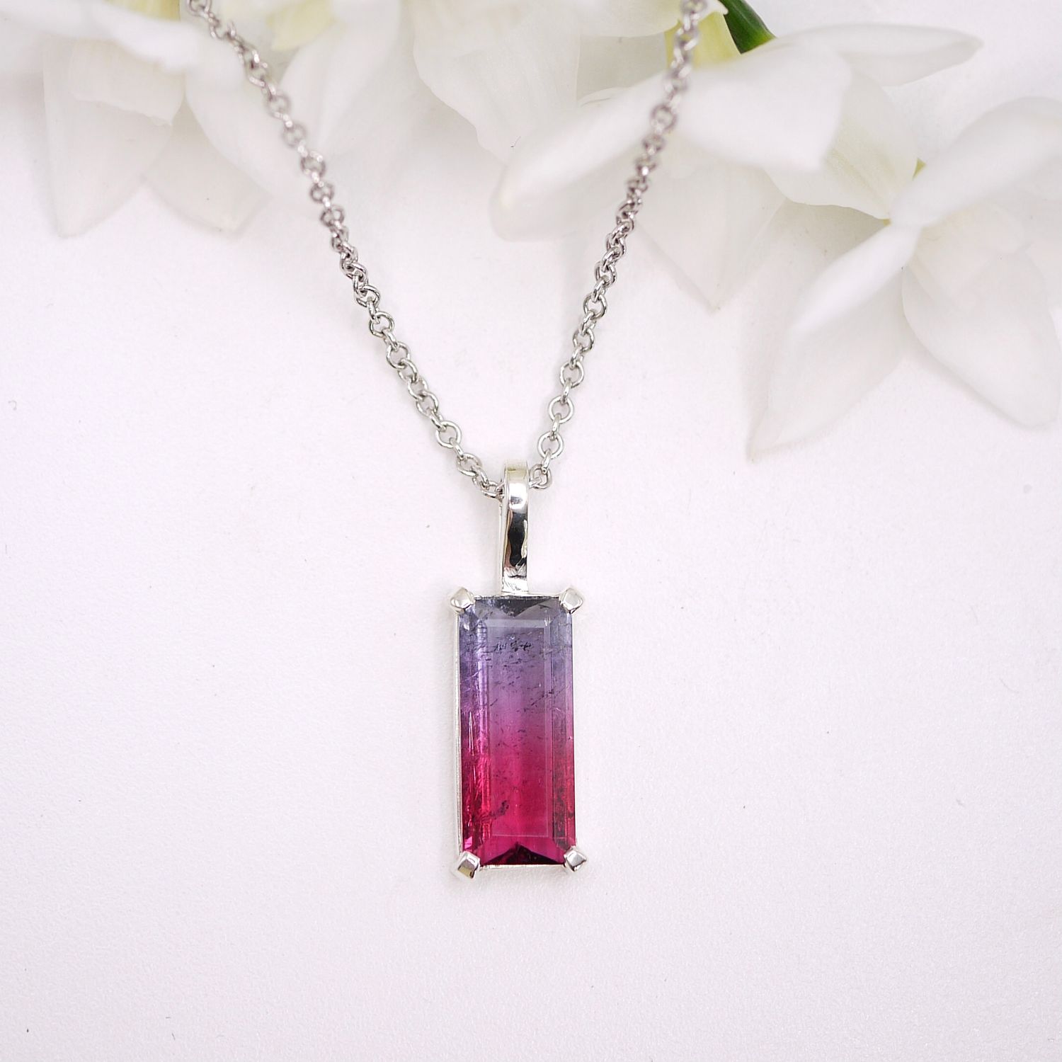 Bi-colour tourmaline pendant