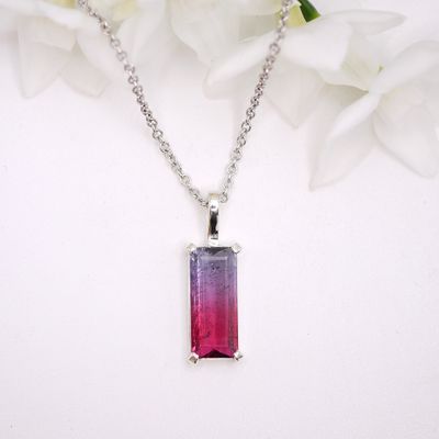 Bi-colour tourmaline pendant