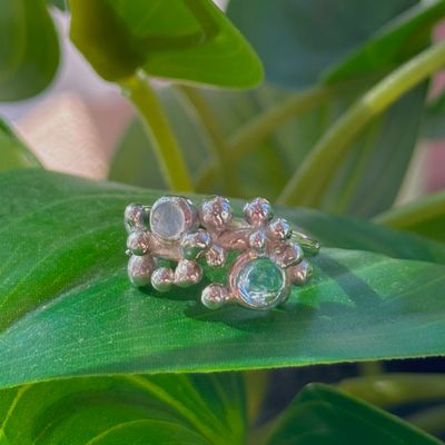 Nebula ring with two stones