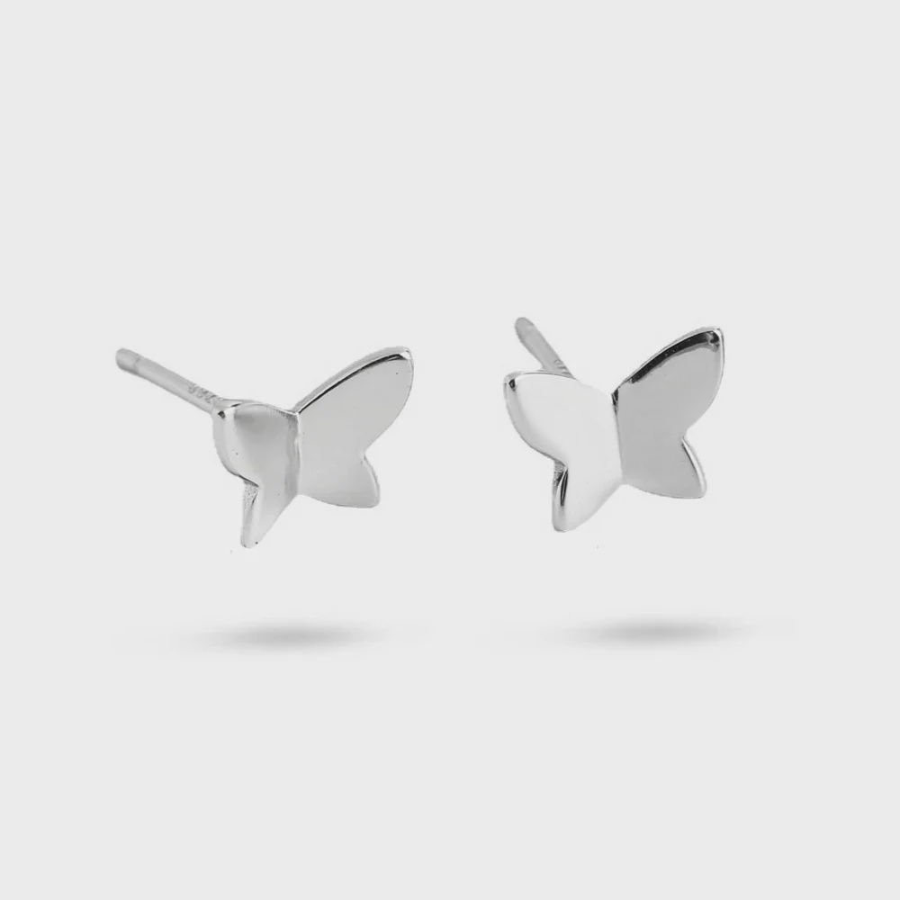 Butterfly stud earrings, Metal: Silver