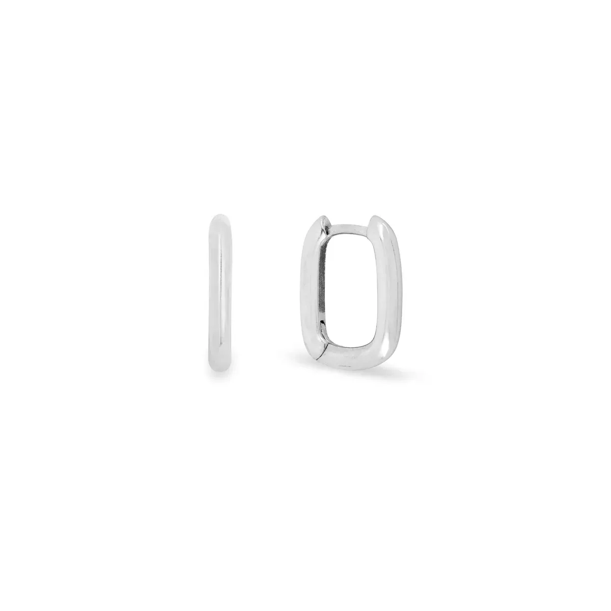Mini squared oval hoops, Metal: Silver