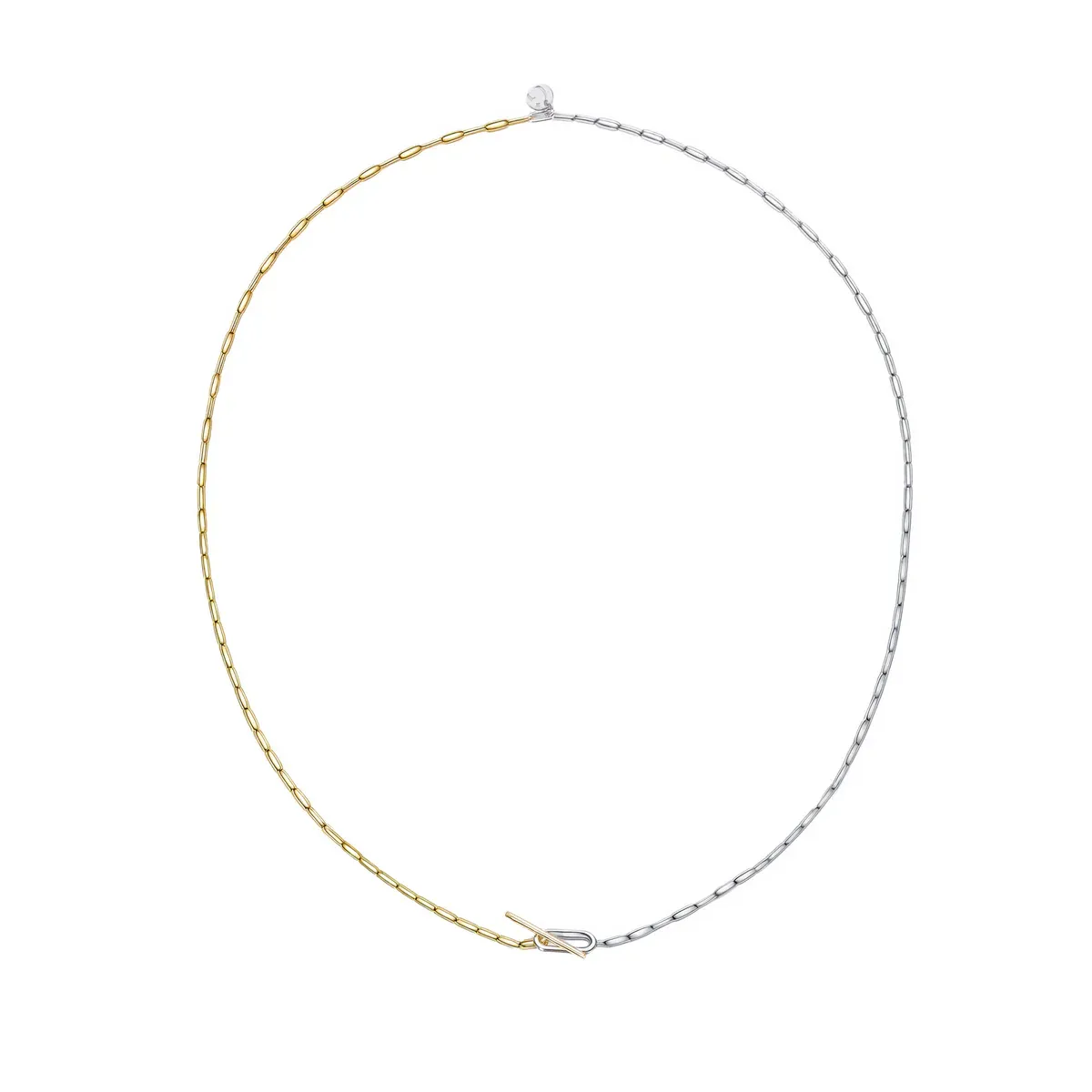 Two Tone Paperclip Toggle Necklace
