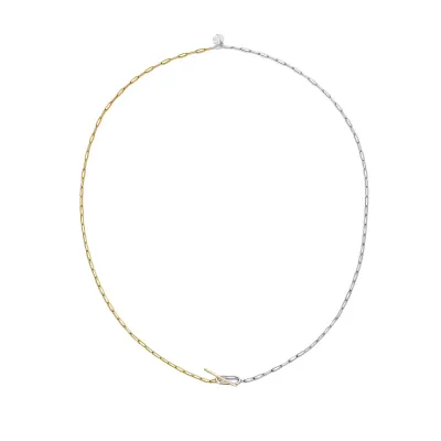 Two Tone Paperclip Toggle Necklace