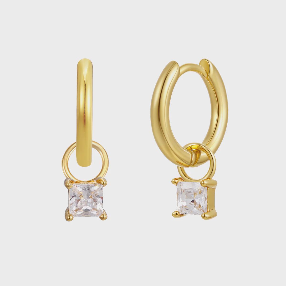 Huggie hoops charm earrings, Metal: Sterling silver plated with 18ct gold