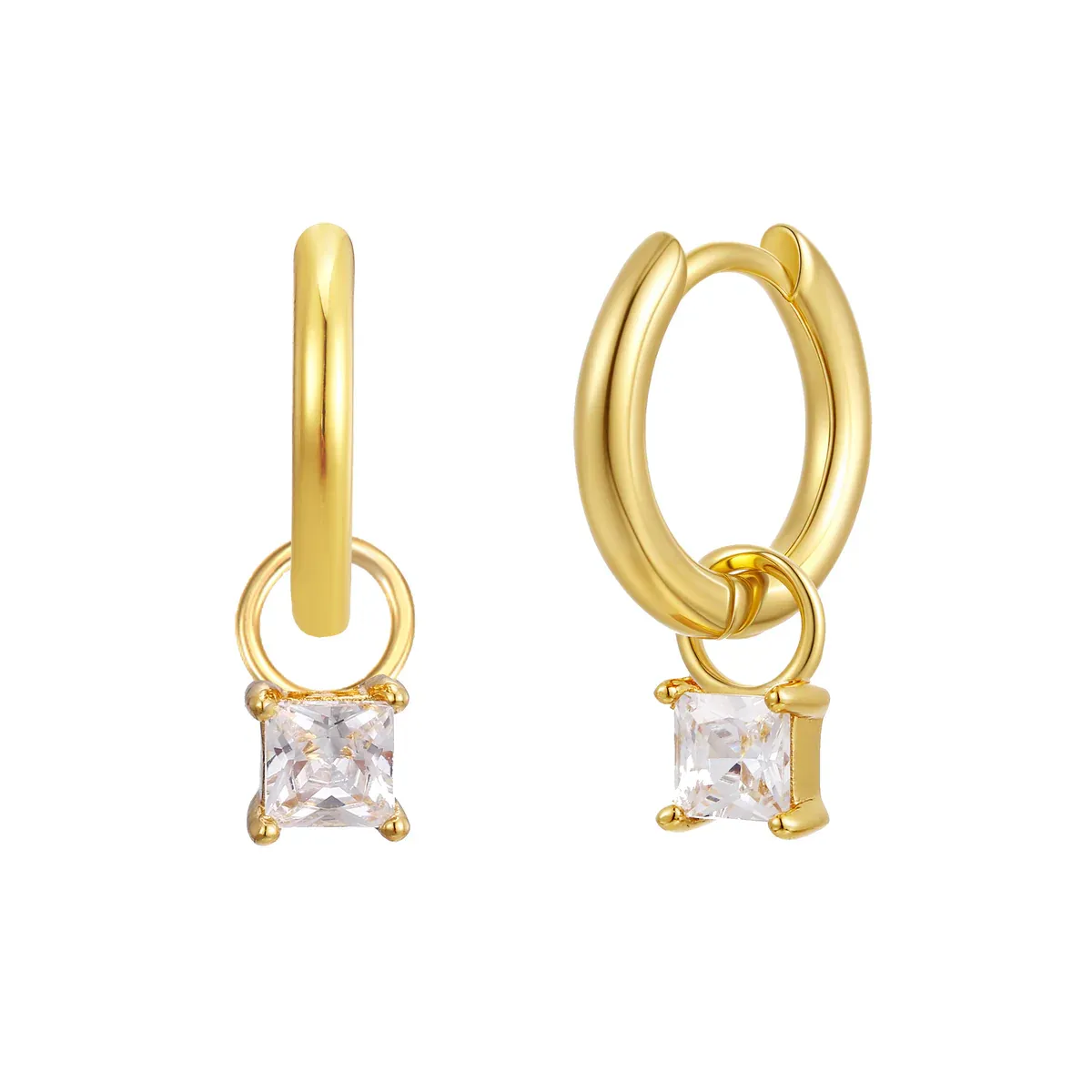 Huggie hoops charm earrings, Metal: Sterling silver plated with 18ct gold