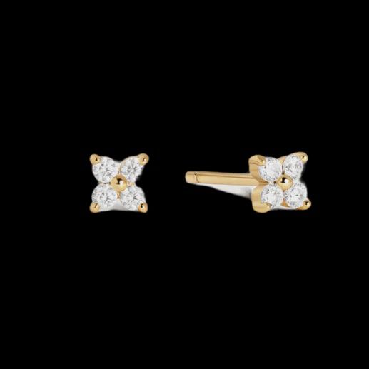 Crystal flower studs, Metal: 18ct gold plated sterling silver