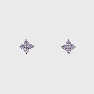 Amethyst Crystal Flower Studs