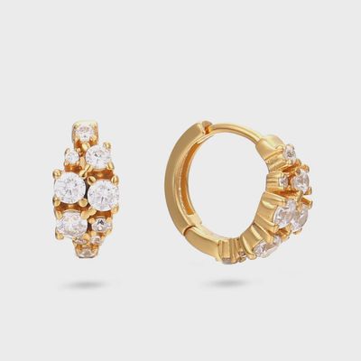 Crystal cluster huggie hoops