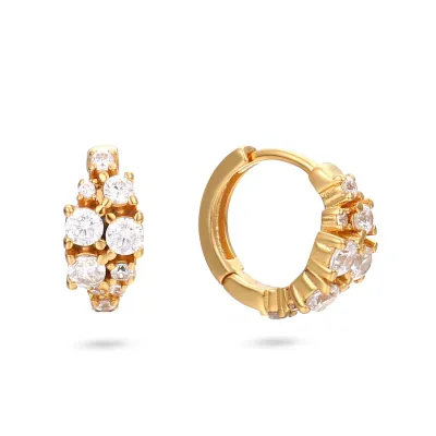 Crystal cluster huggie hoops