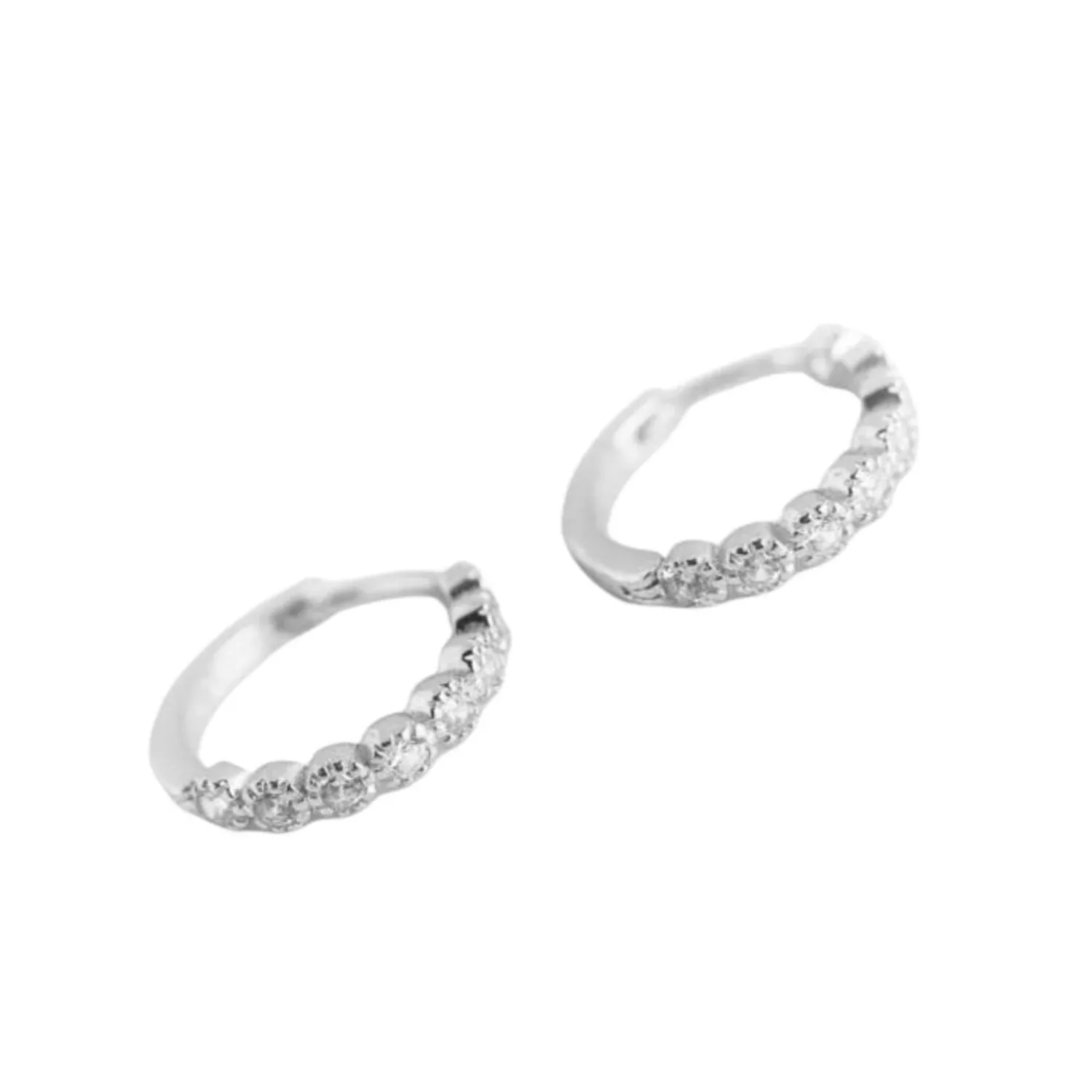Crystal huggie hoop earrings, Material: Silver plated with rhodium
