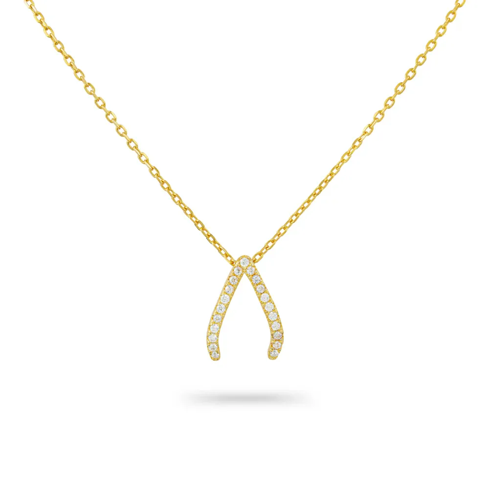 Sparkling wishbone necklace