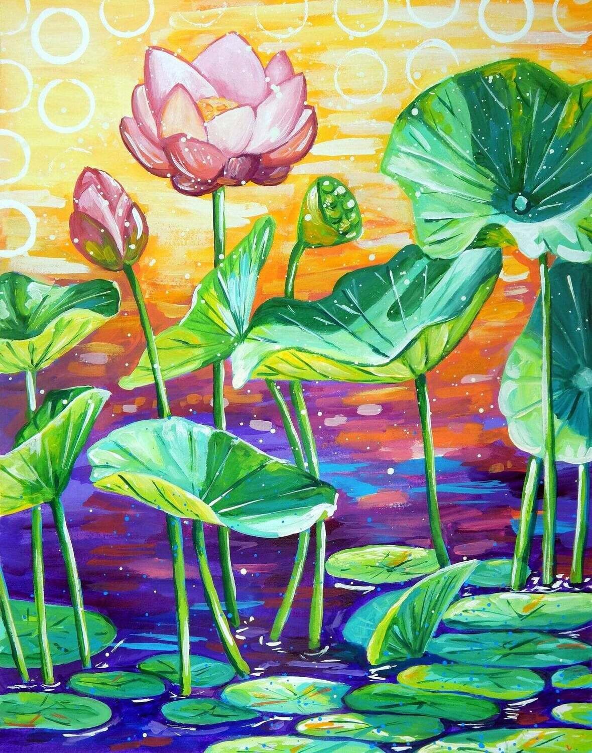 LOVELY LOTUS POND - Painting by Numbers kit