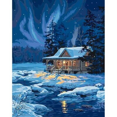 Christmas House in Snow - Paint by Numbers kit